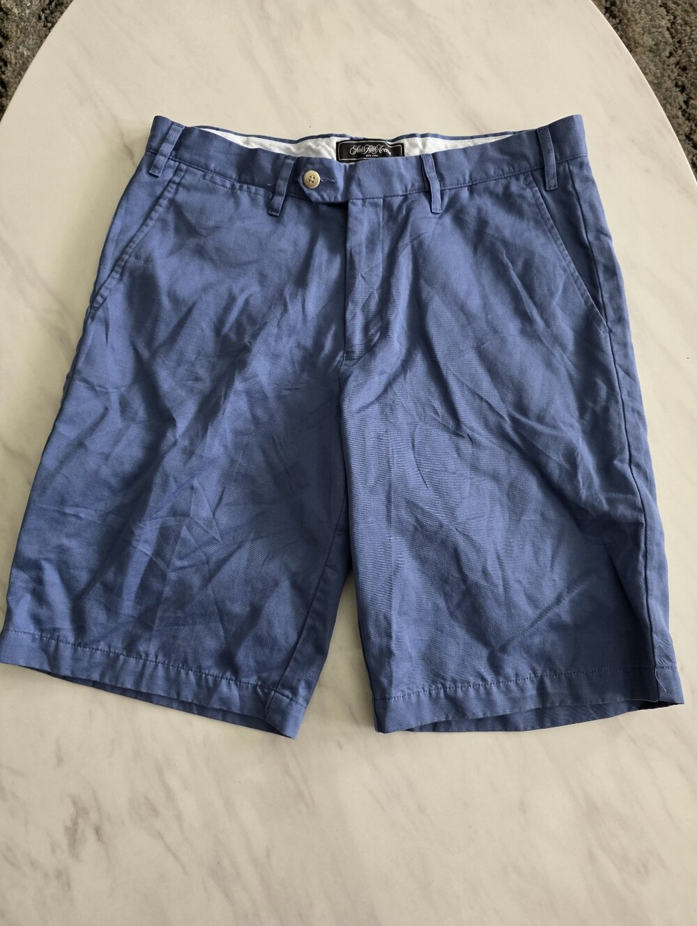 Saks Fifth Avenue Men’s 32 Blue Linen Cotton Chino Shorts Preppy
